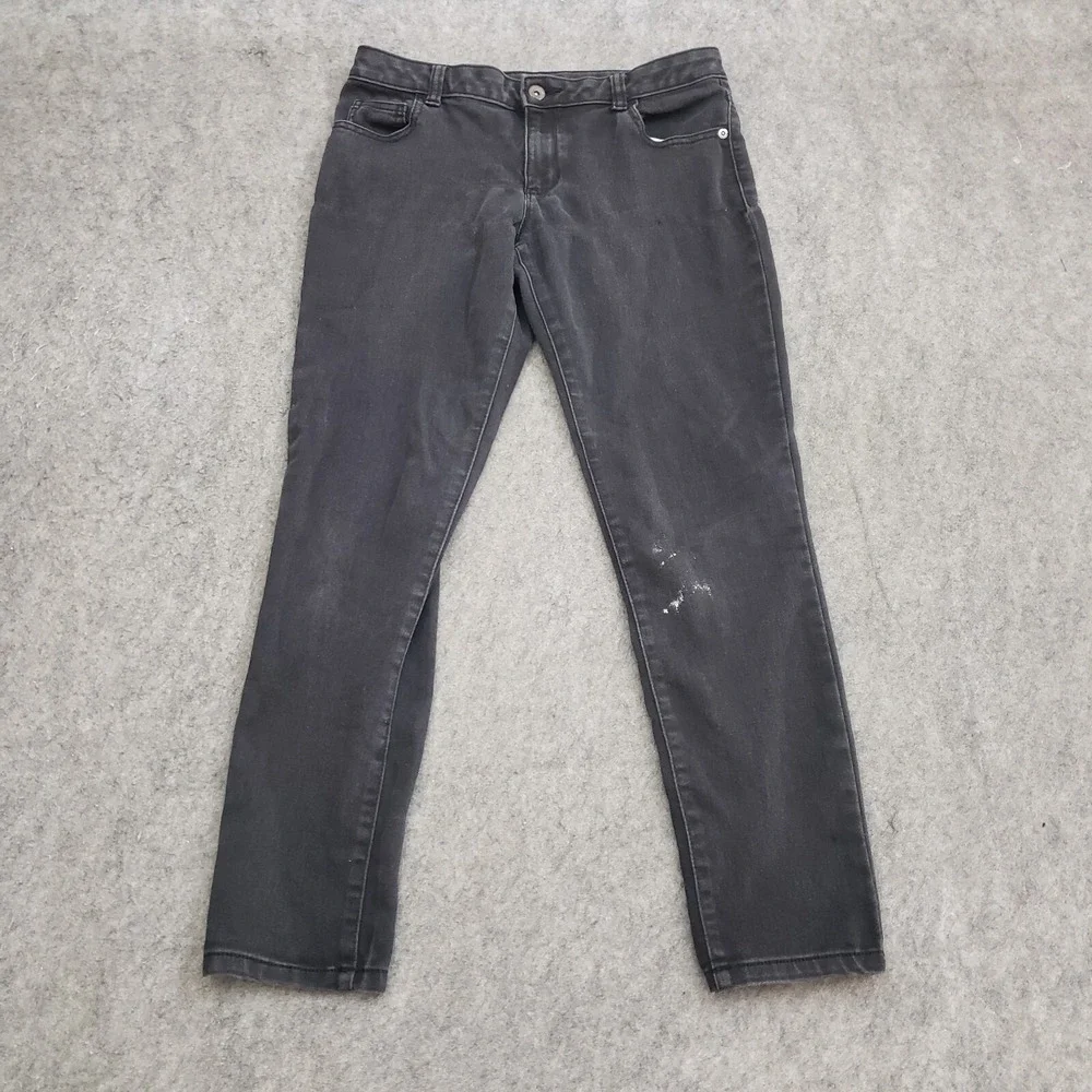 Faded Glory Jeans Girls 14 Black Skinny Mid Rise Jeggings Denim Adjustable 30x26